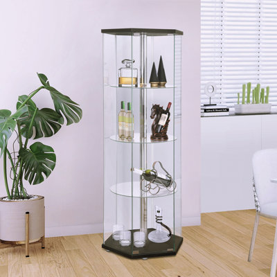 Magallon corner curio cabinet orren ellis hotsell